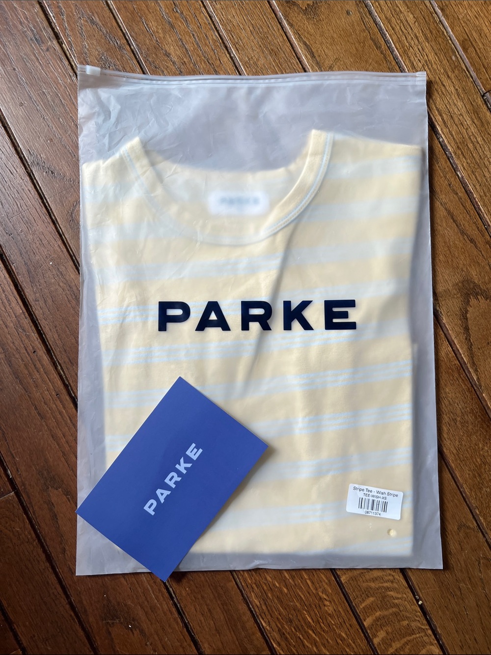 PARKE Wish Yellow Blue Stripe Short Sleeve Cotton T-Shirt Size XS NWT